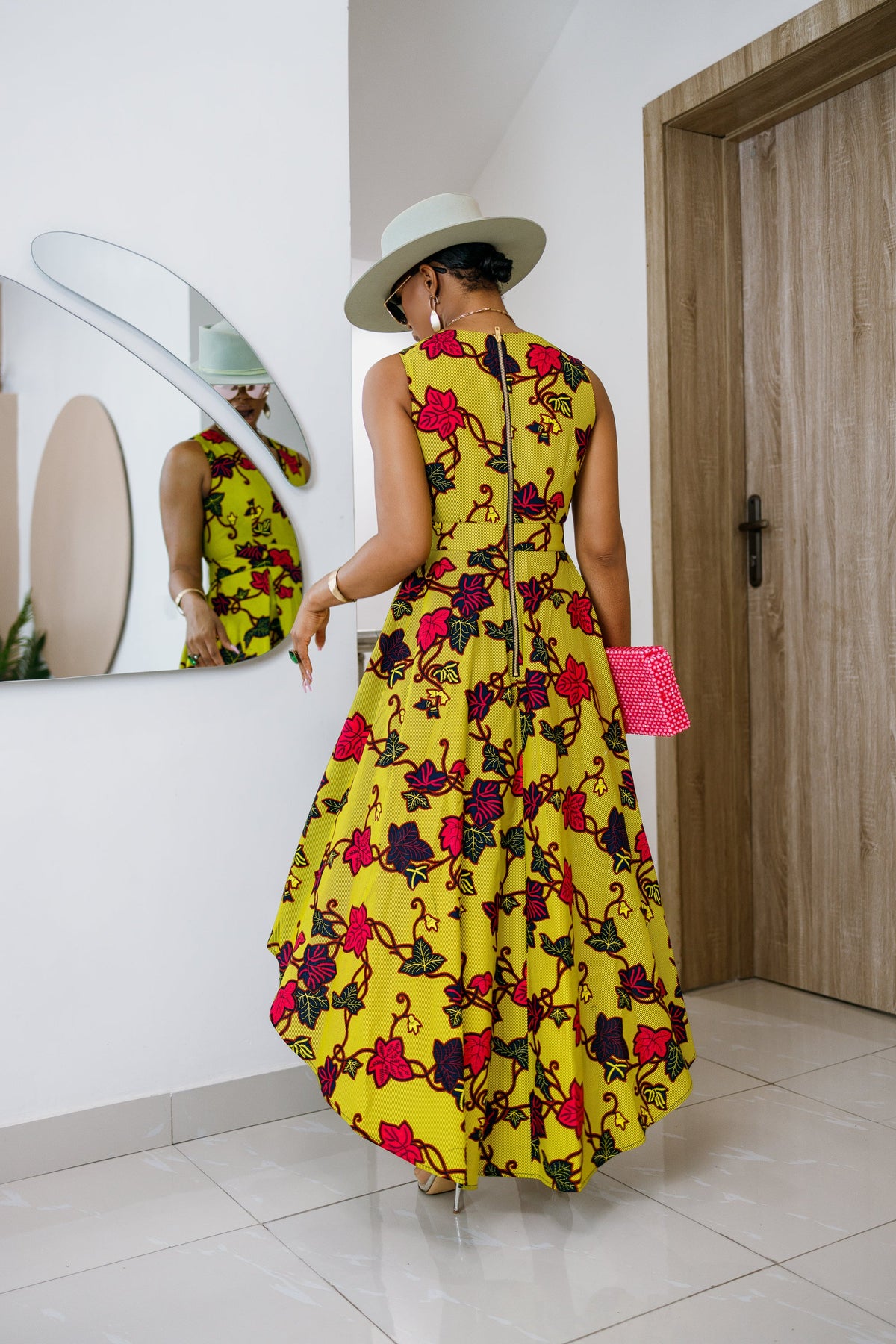 LEWA AFRICAN PRINT HIGH-LOW DRESS [MULTICOLOR]----FINAL SALE