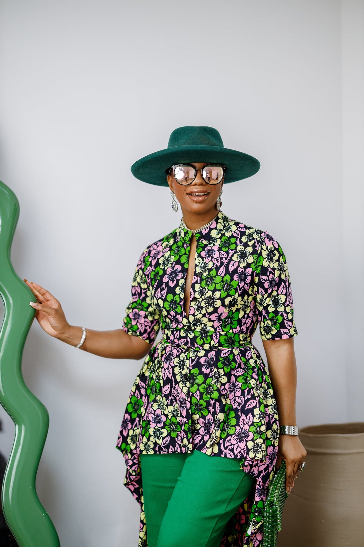 AFUA AFRICAN PRINT BUTTON-FRONT HIGH-LOW TOP