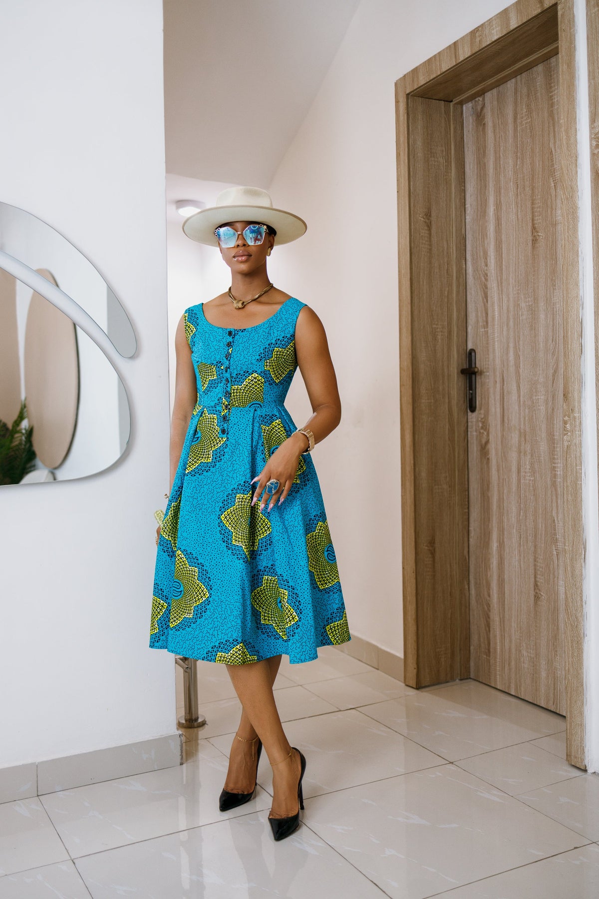 JAJA AFRICAN PRINT SLEEVELESS DRESS----FINAL SALE
