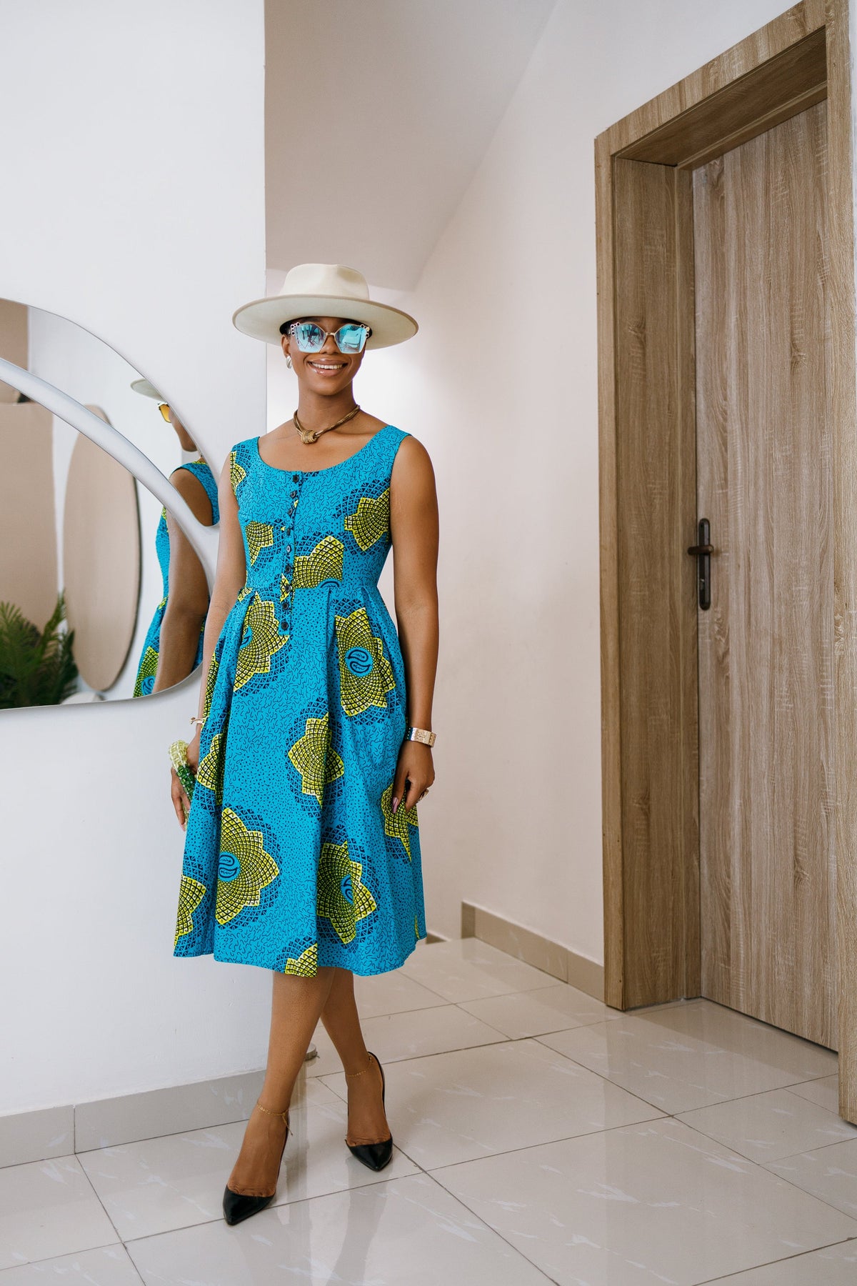JAJA AFRICAN PRINT SLEEVELESS DRESS----FINAL SALE
