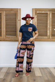 NKEM AFRICAN PRINT CARGO PANTS AND T-SHIRT SET