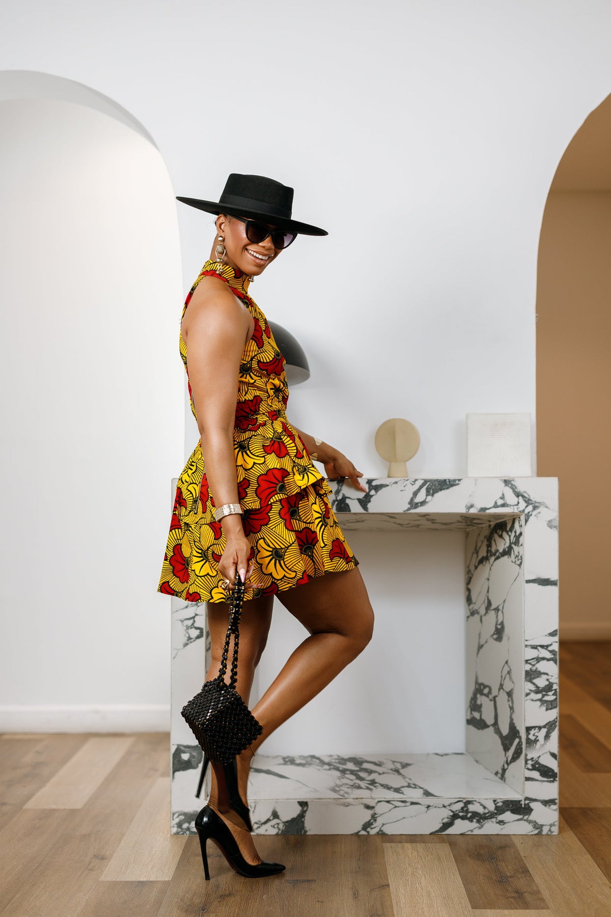 GBEMI AFRICAN PRINT TWO PIECE SKIRT SET [ORANGE]