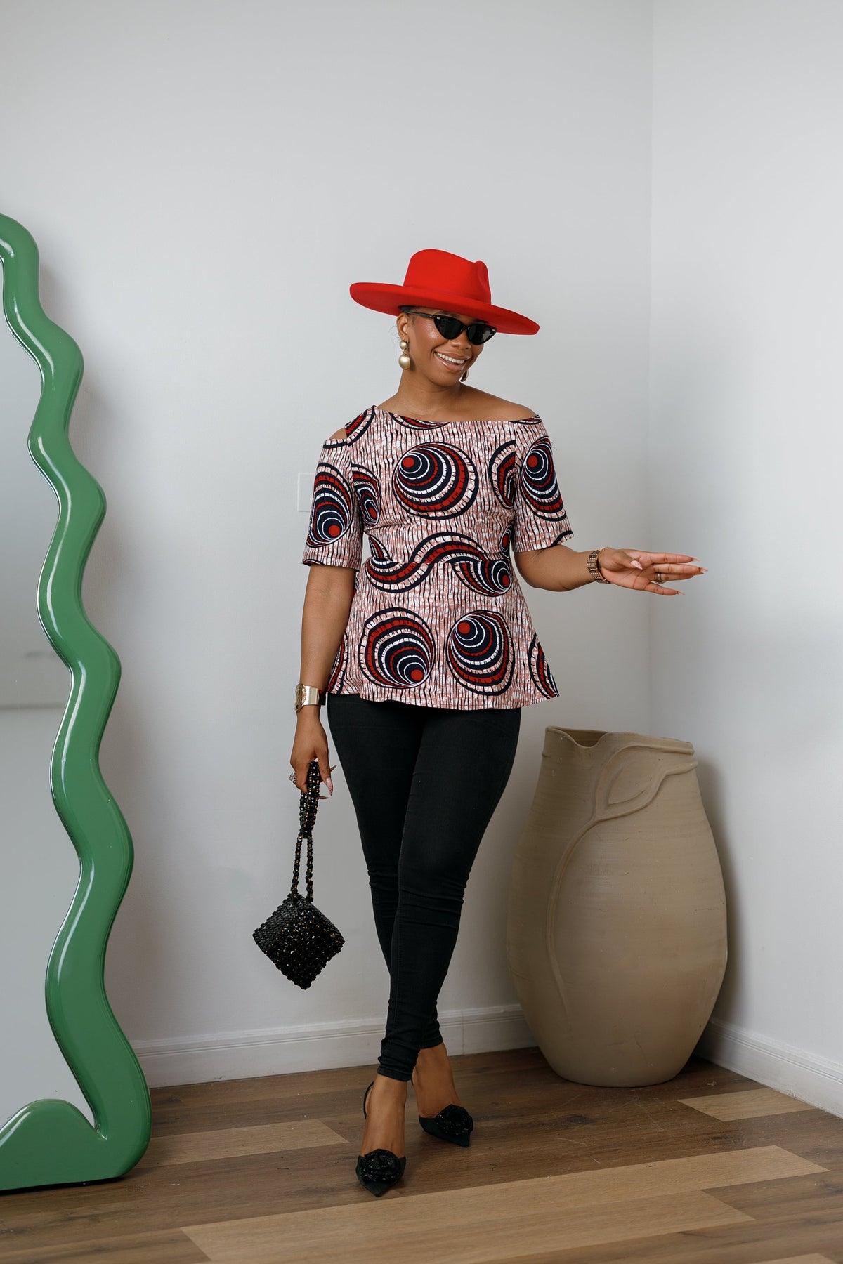 IMARA AFRICAN PRINT ASYMMETRIC PEPLUM TOP [MULTICOLOR]----FINAL SALE