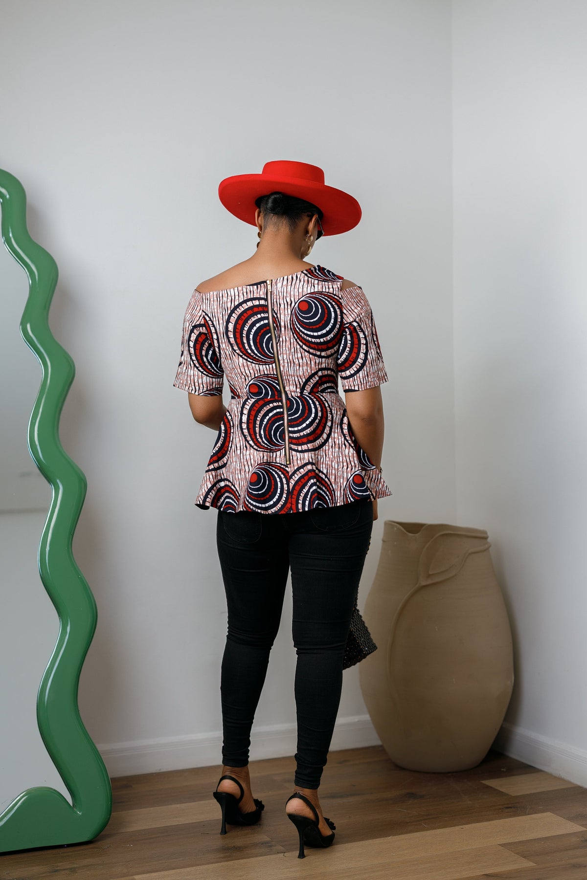 IMARA AFRICAN PRINT ASYMMETRIC PEPLUM TOP [MULTICOLOR]----FINAL SALE