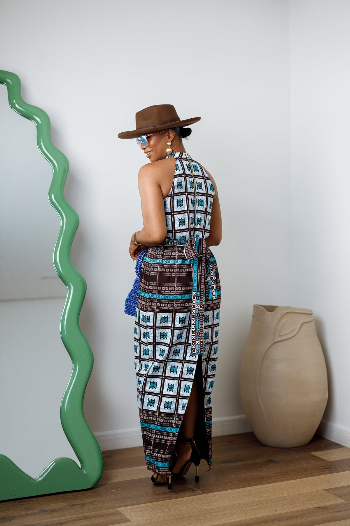 RONKE AFRICAN PRINT SLEEVELESS  MAXI DRESS----FINAL SALE