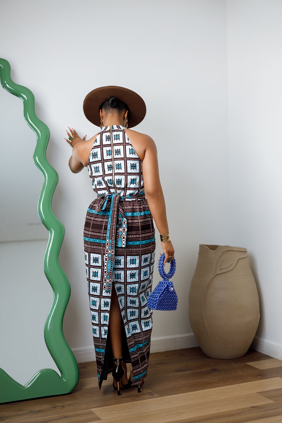 RONKE AFRICAN PRINT SLEEVELESS  MAXI DRESS----FINAL SALE