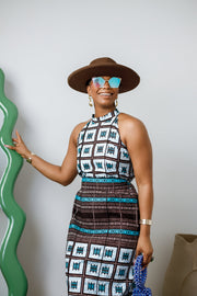 RONKE AFRICAN PRINT SLEEVELESS  MAXI DRESS----FINAL SALE