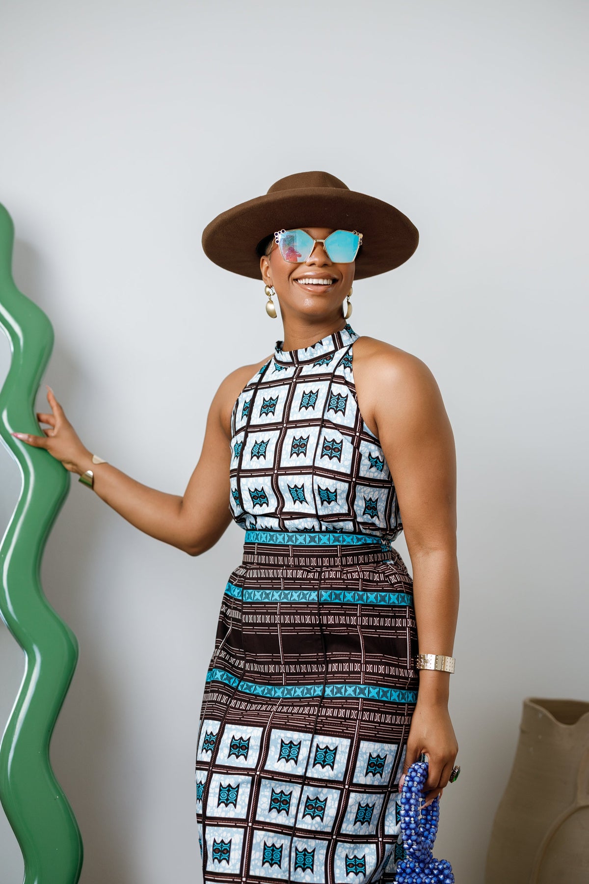 RONKE AFRICAN PRINT SLEEVELESS  MAXI DRESS----FINAL SALE