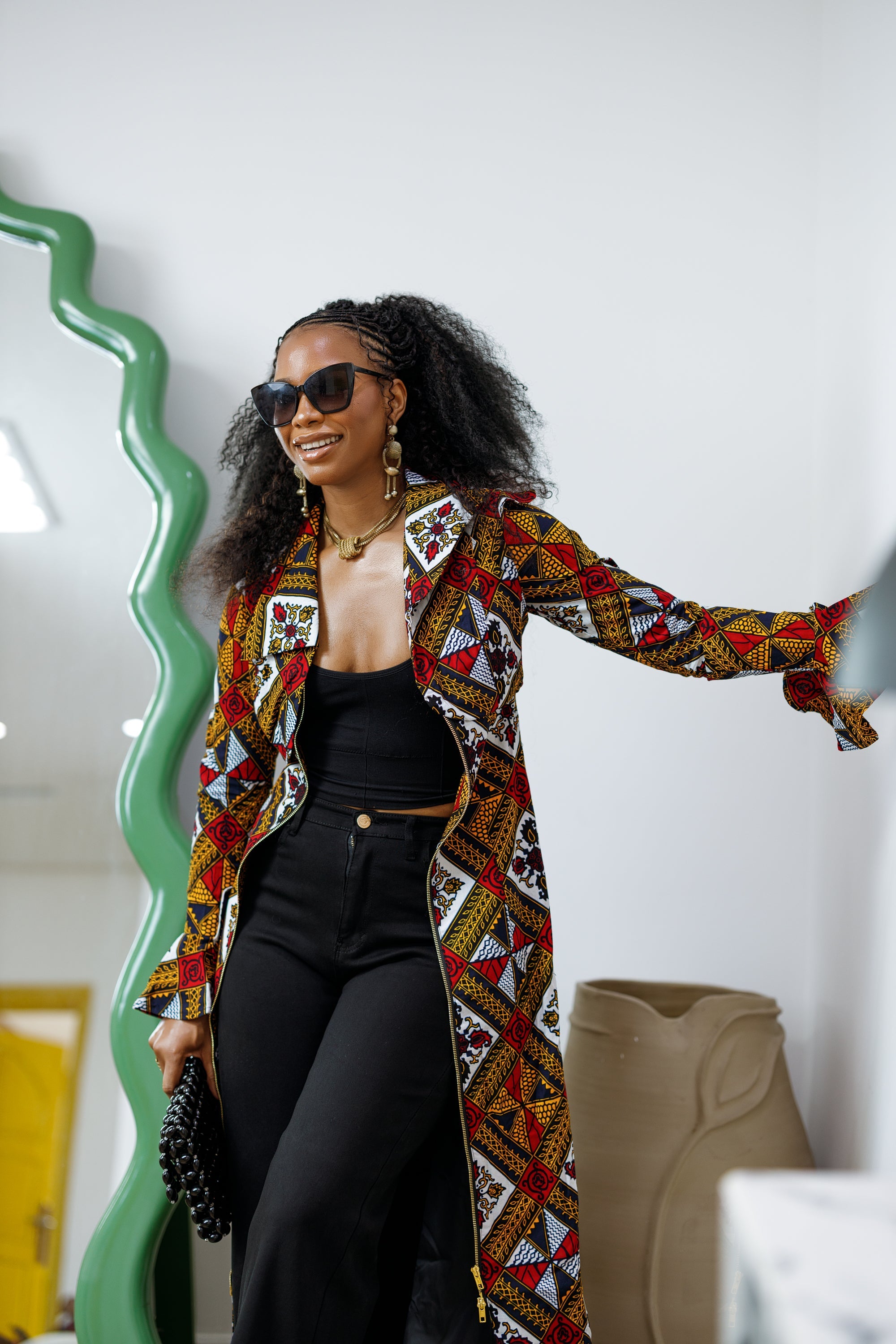 KAZI AFRICAN PRINT LONGLINE JACKET/DRESS [MULTICOLOR]