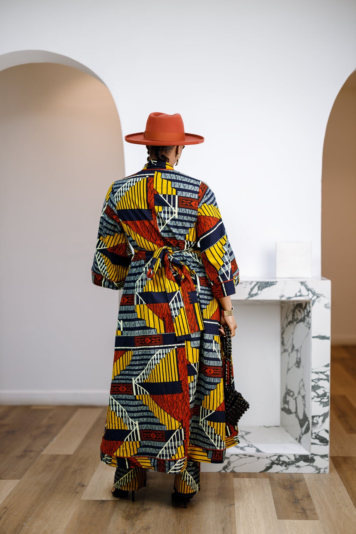 FADE AFRICAN PRINT MAXI KIMONO AND PANTS SET [MULTICOLOR]