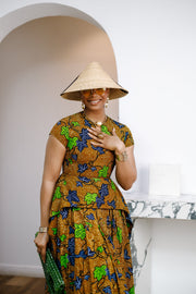 ADESEWA AFRICAN PRINT PEPLUM MIDI DRESS