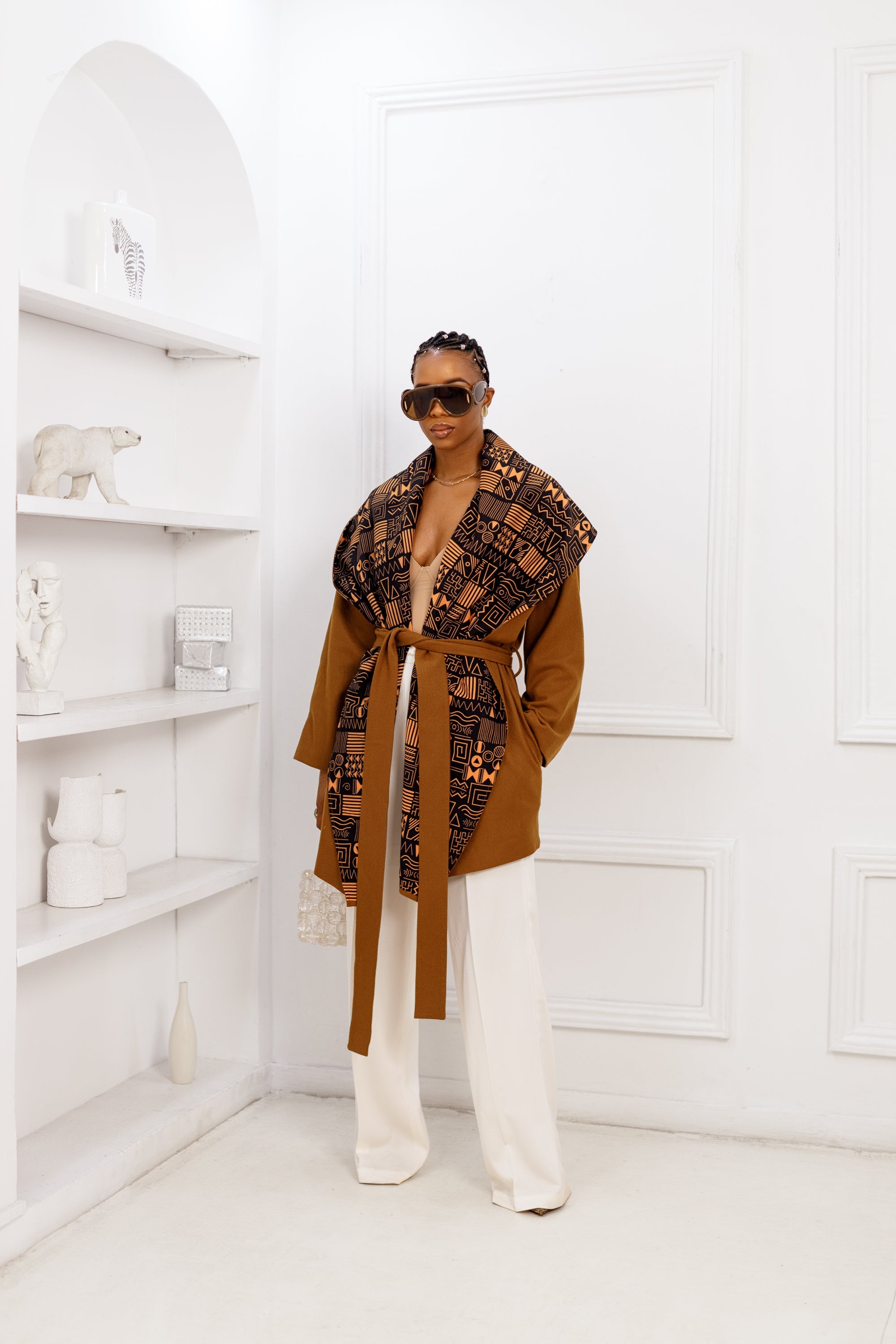 DONNA AFRICAN PRINT WOOL  PONCHO