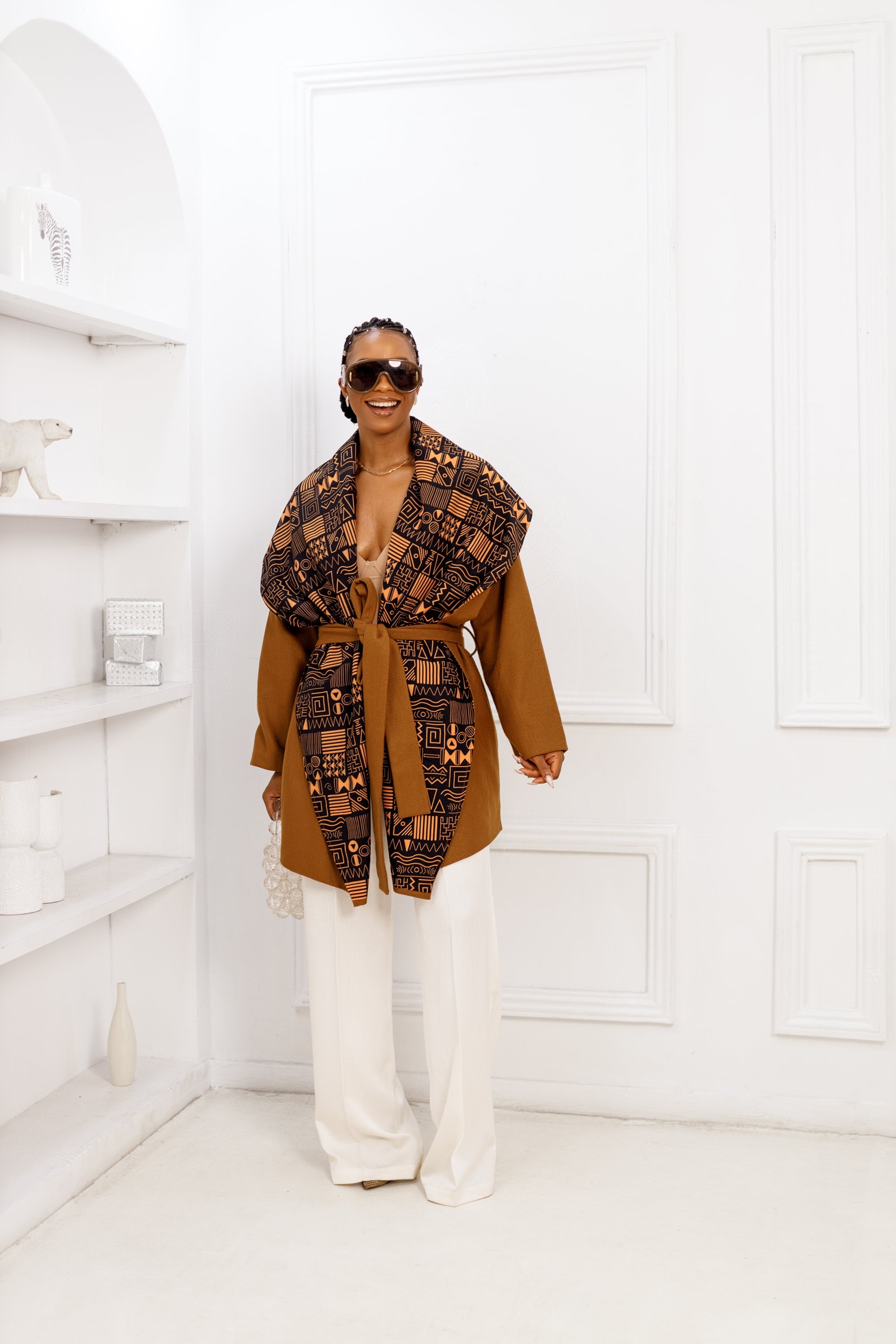 DONNA AFRICAN PRINT WOOL  PONCHO
