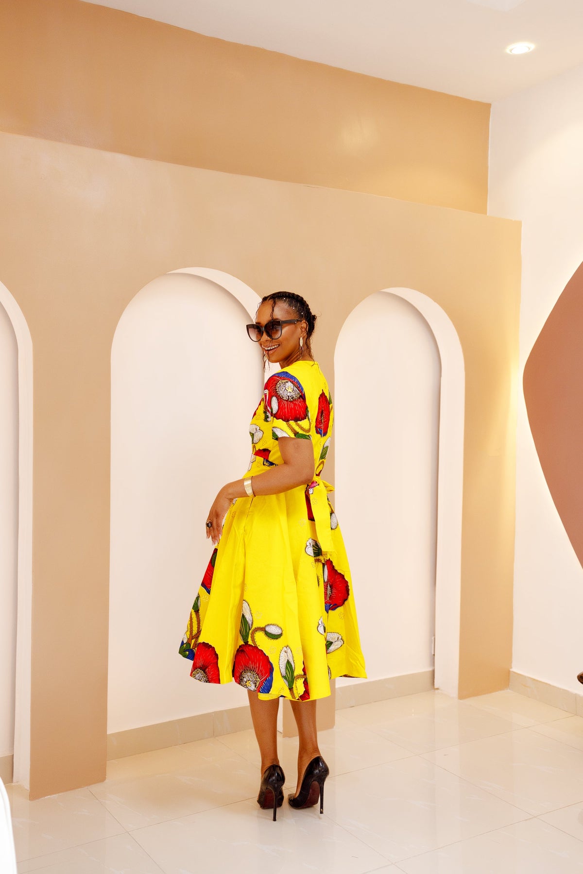 LOLADE AFRICAN PRINT FLORAL DRESS.