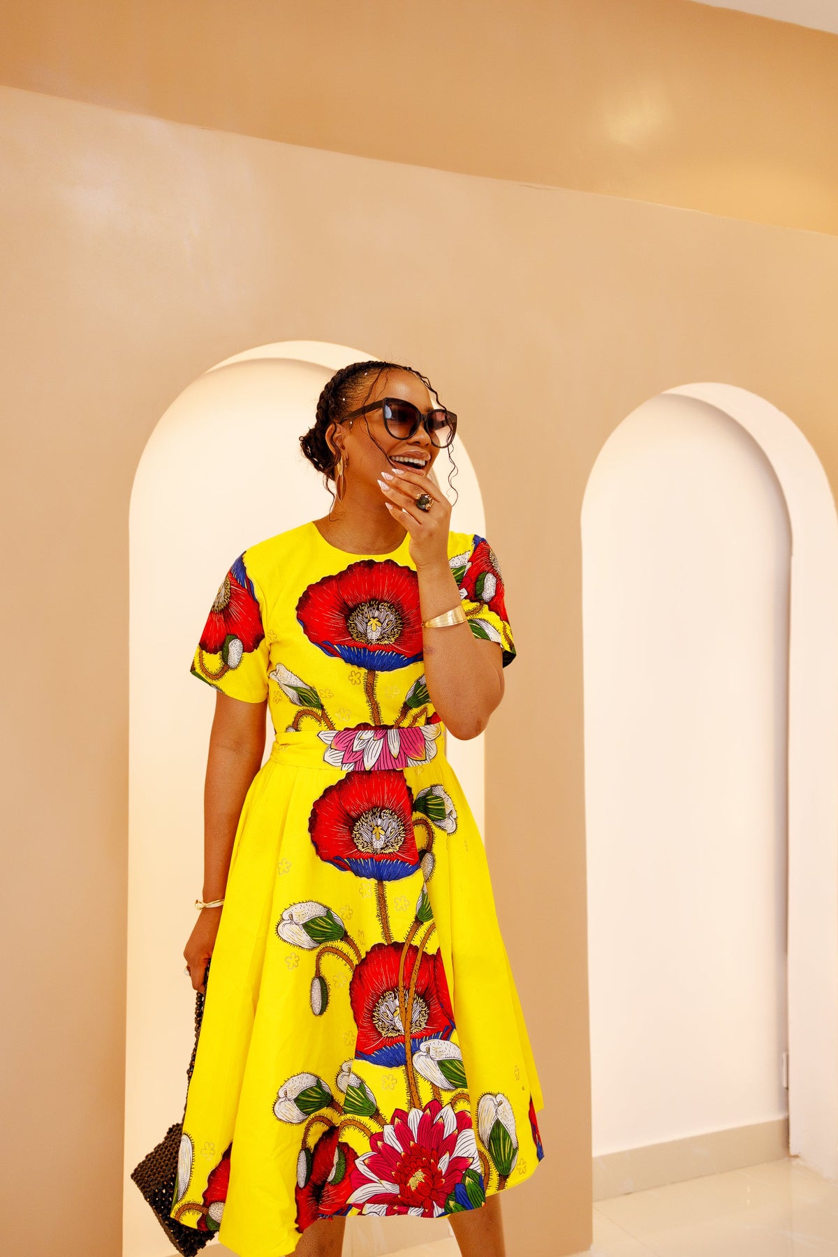 LOLADE AFRICAN PRINT FLORAL DRESS.