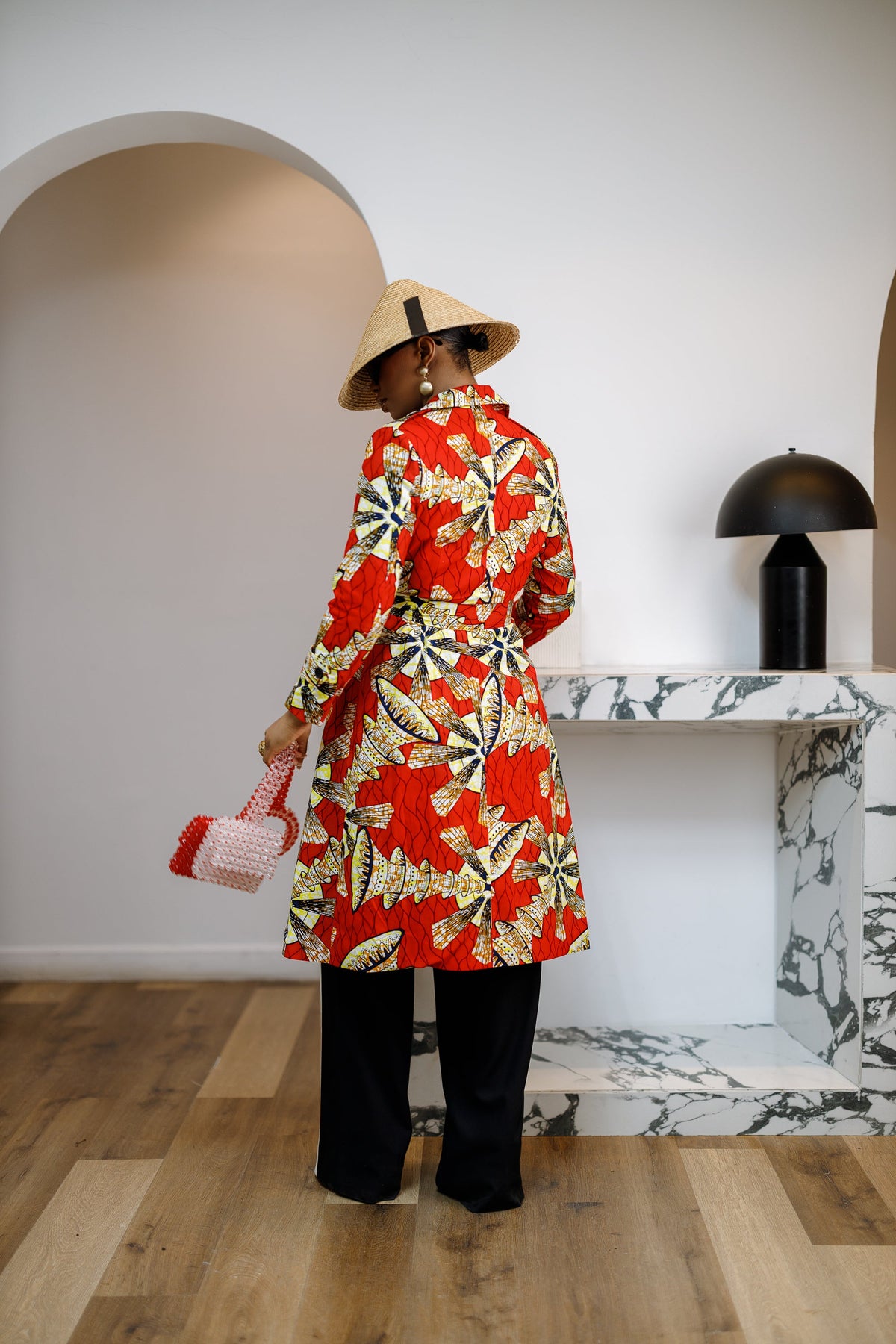 MORAYO AFRICAN PRINT TRENCH COAT DRESS [RED]