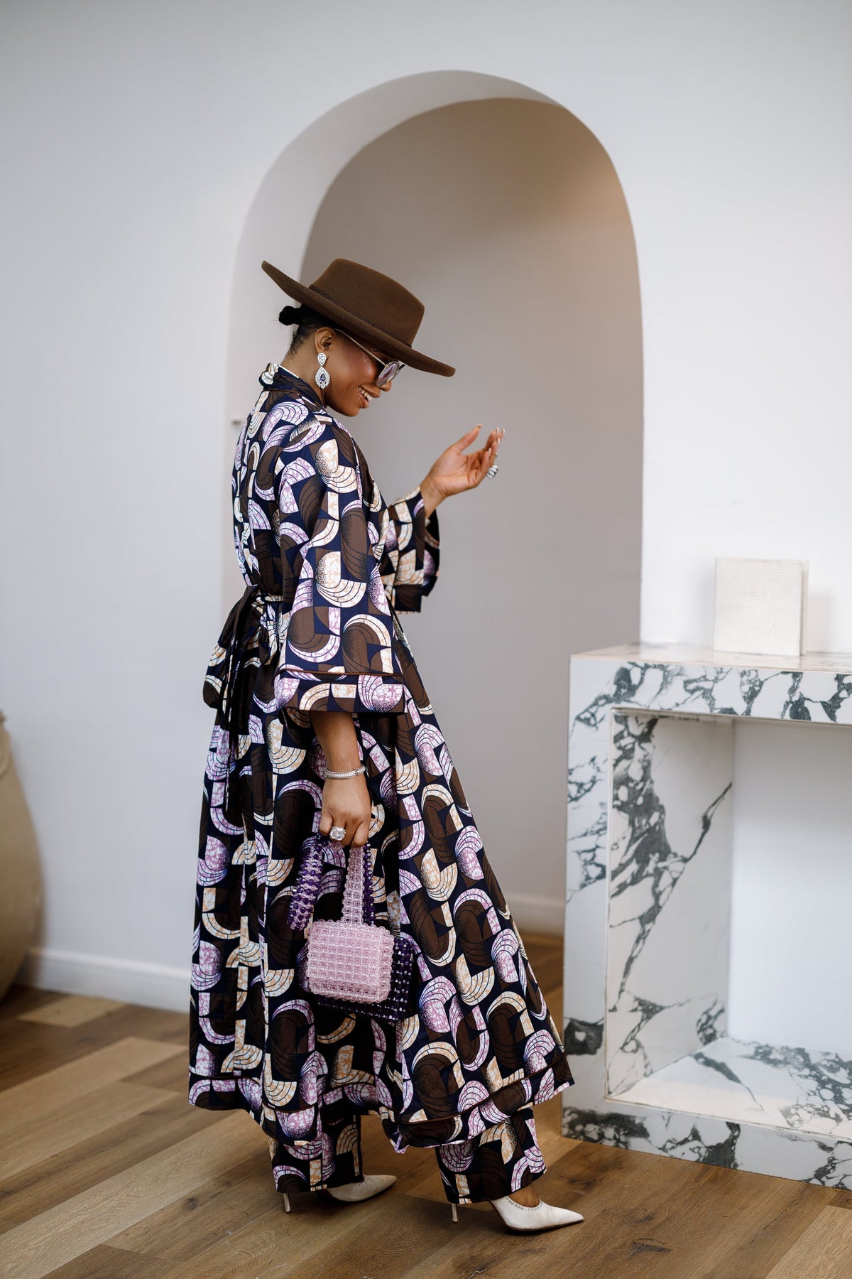 FADE AFRICAN PRINT MAXI KIMONO AND PANTS SET