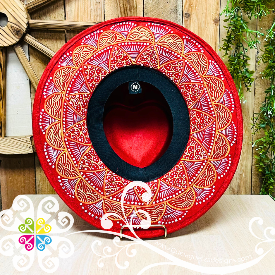 Red Corazon Mitla Velvet Hat - Peek-a-Boo Hand Painted Hat