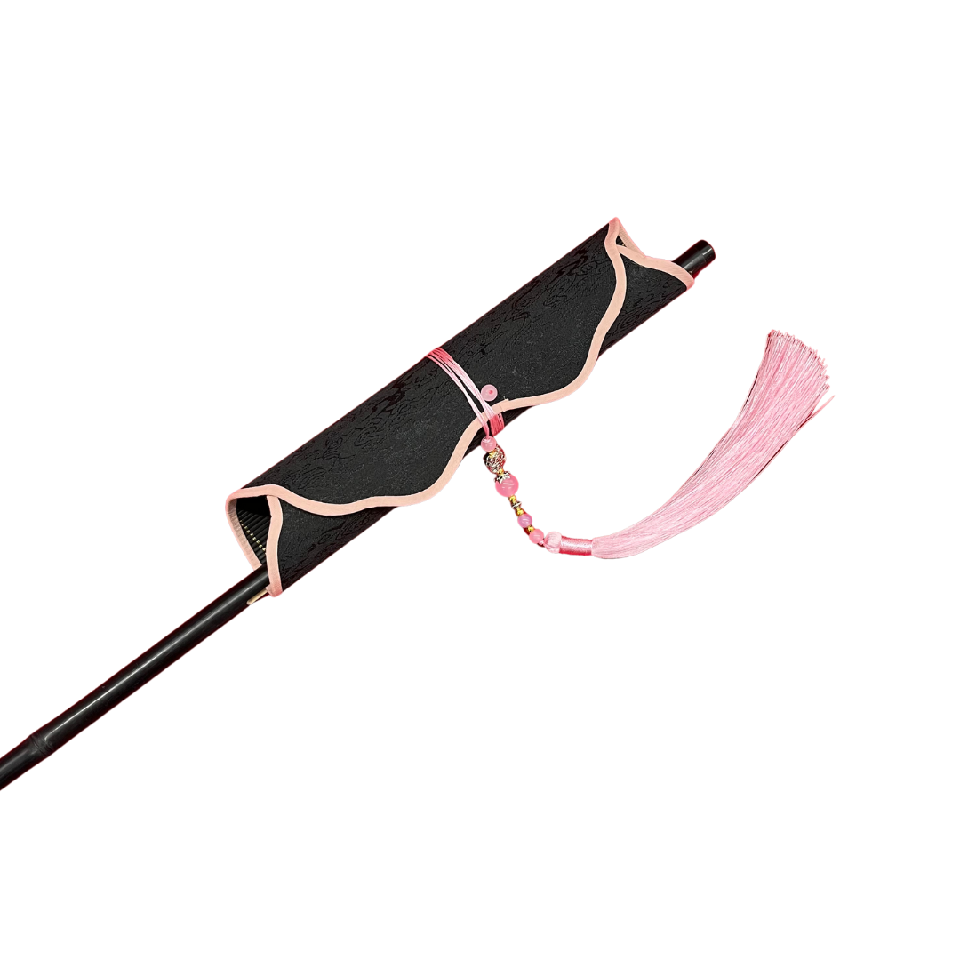 Huan Brocade Foldable Fan Black/Pink