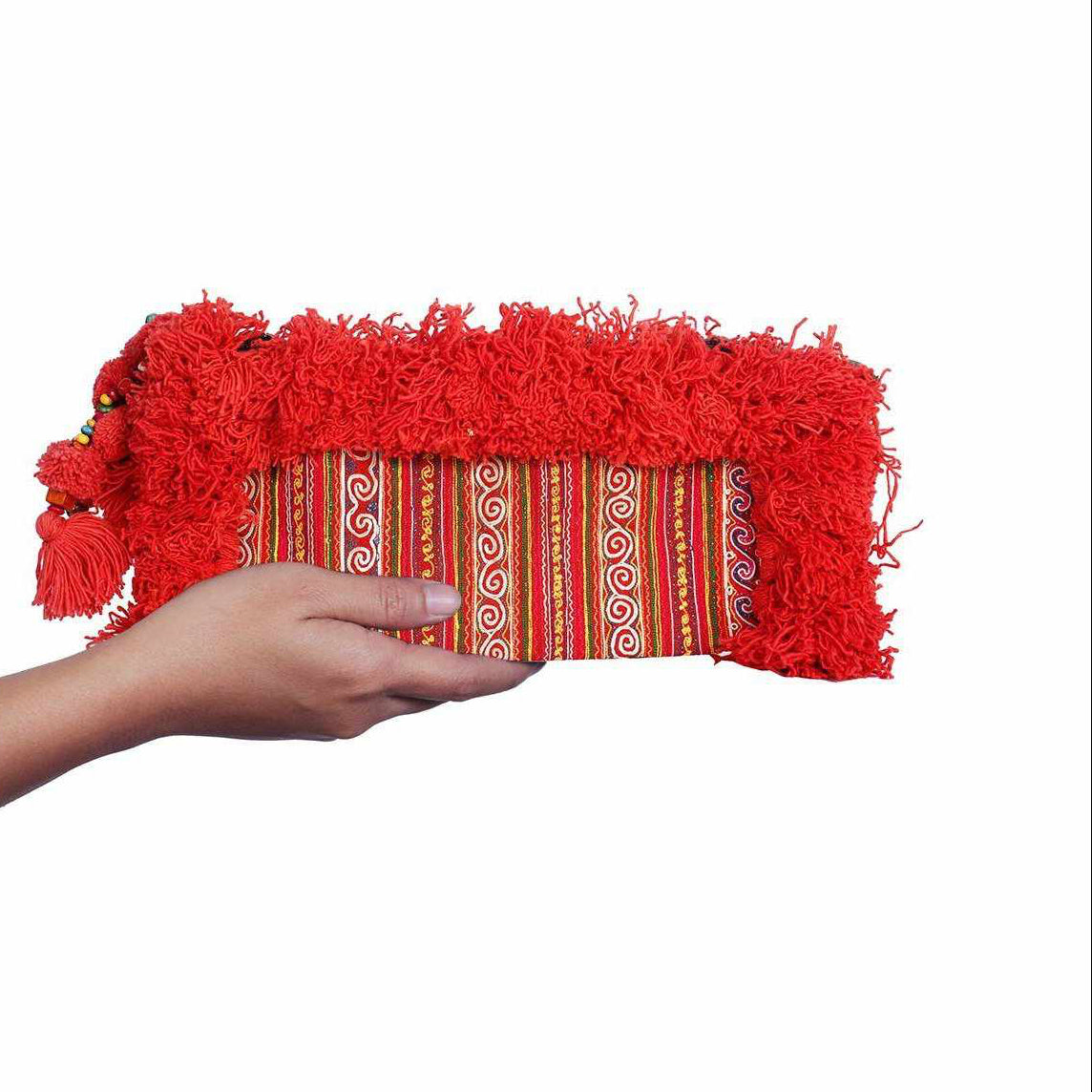 Hmong Textile Upcycled Jacket Sleeve Clutch Bag- Thailand