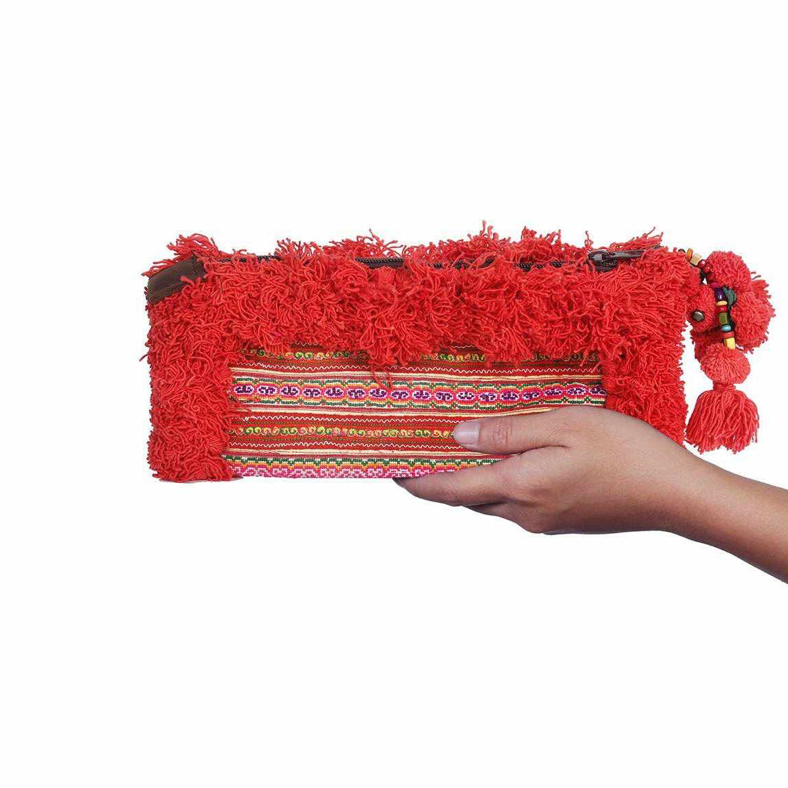 Hmong Textile Upcycled Jacket Sleeve Clutch Bag- Thailand