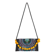 Crossbody Tribal Embroidered Pompom Artisan Made Bag - Thailand
