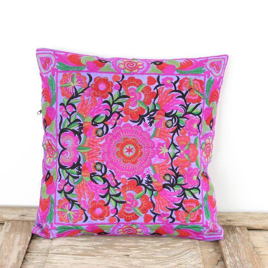 Hmong Bird Embroidered Pillow Cover - Thailand