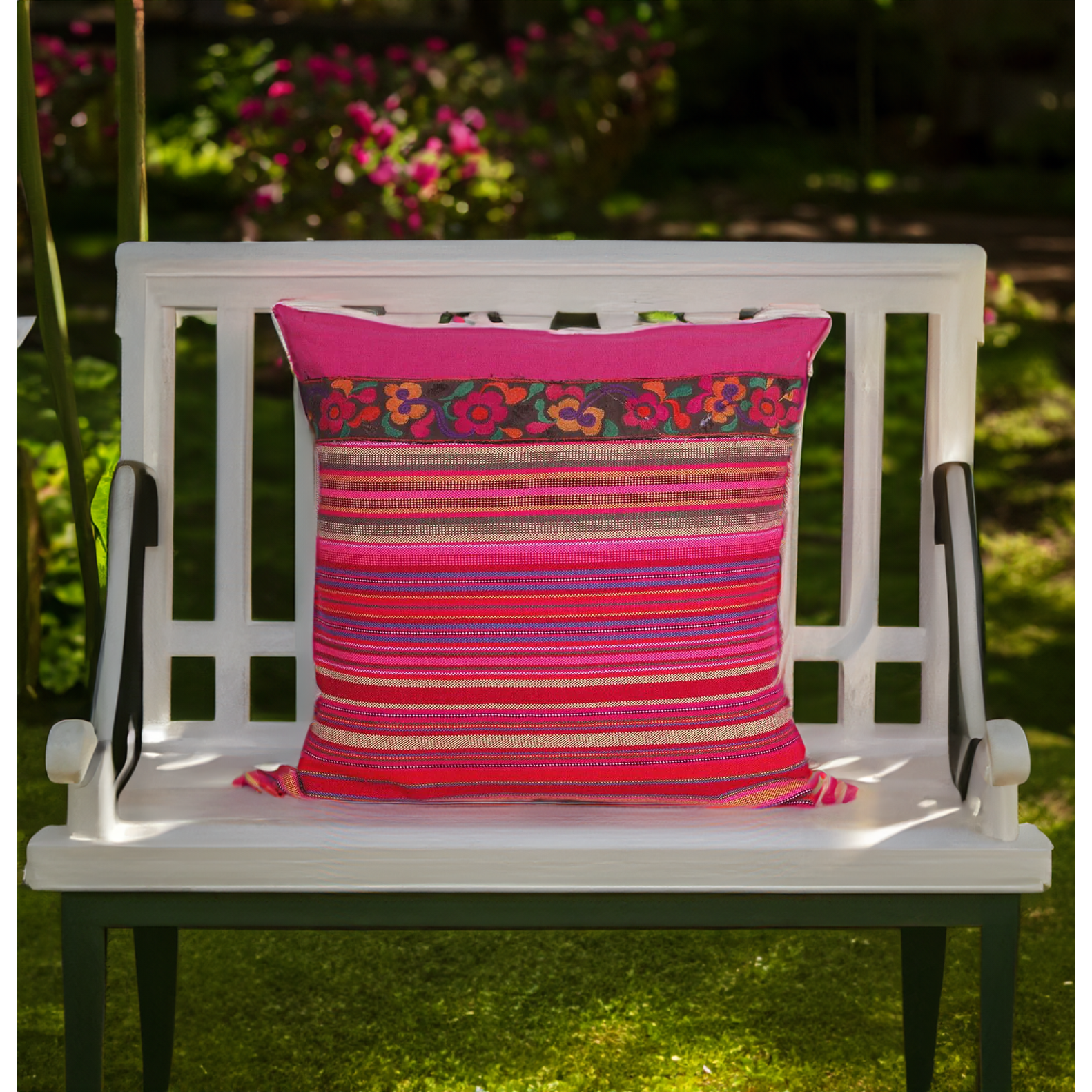 Woven Hmong Fabric Pink Cushion Cover - Thailand