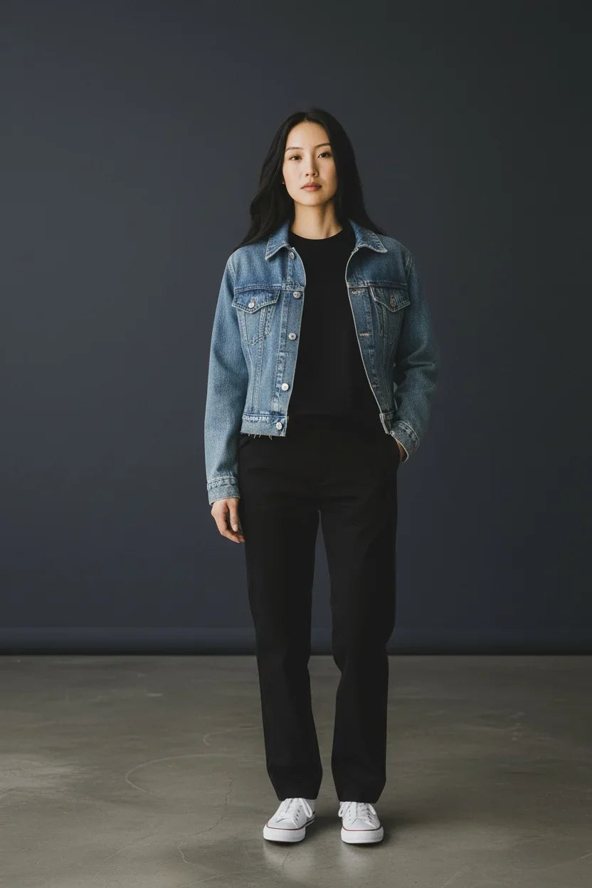 Love Birds Cropped Jeans Jacket