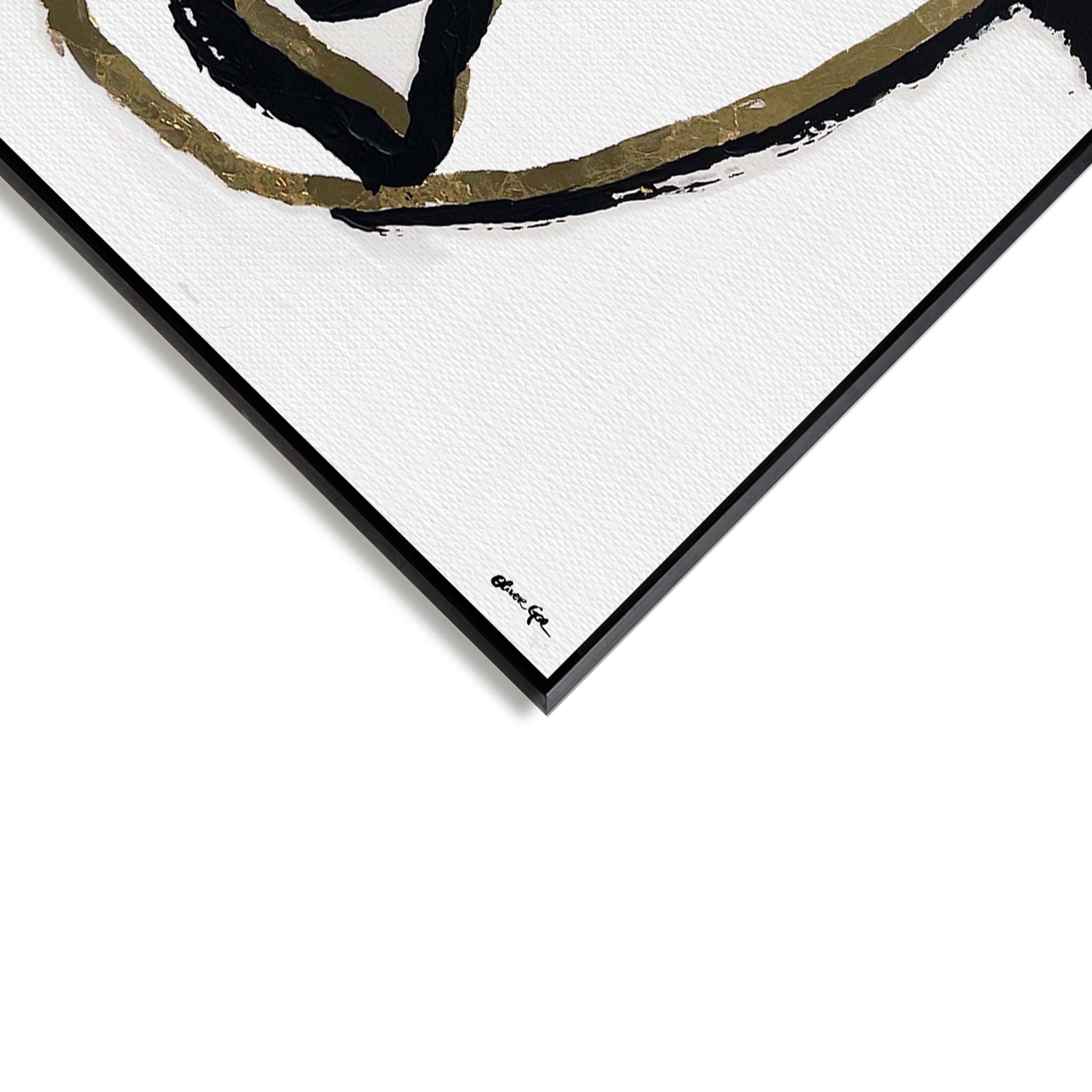 Minimalist Portrait Abstract Set of 2- With Hand-Applied Acrylic Paint and Gold Leaf