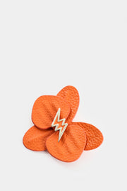 Large leather orchid brooch for women