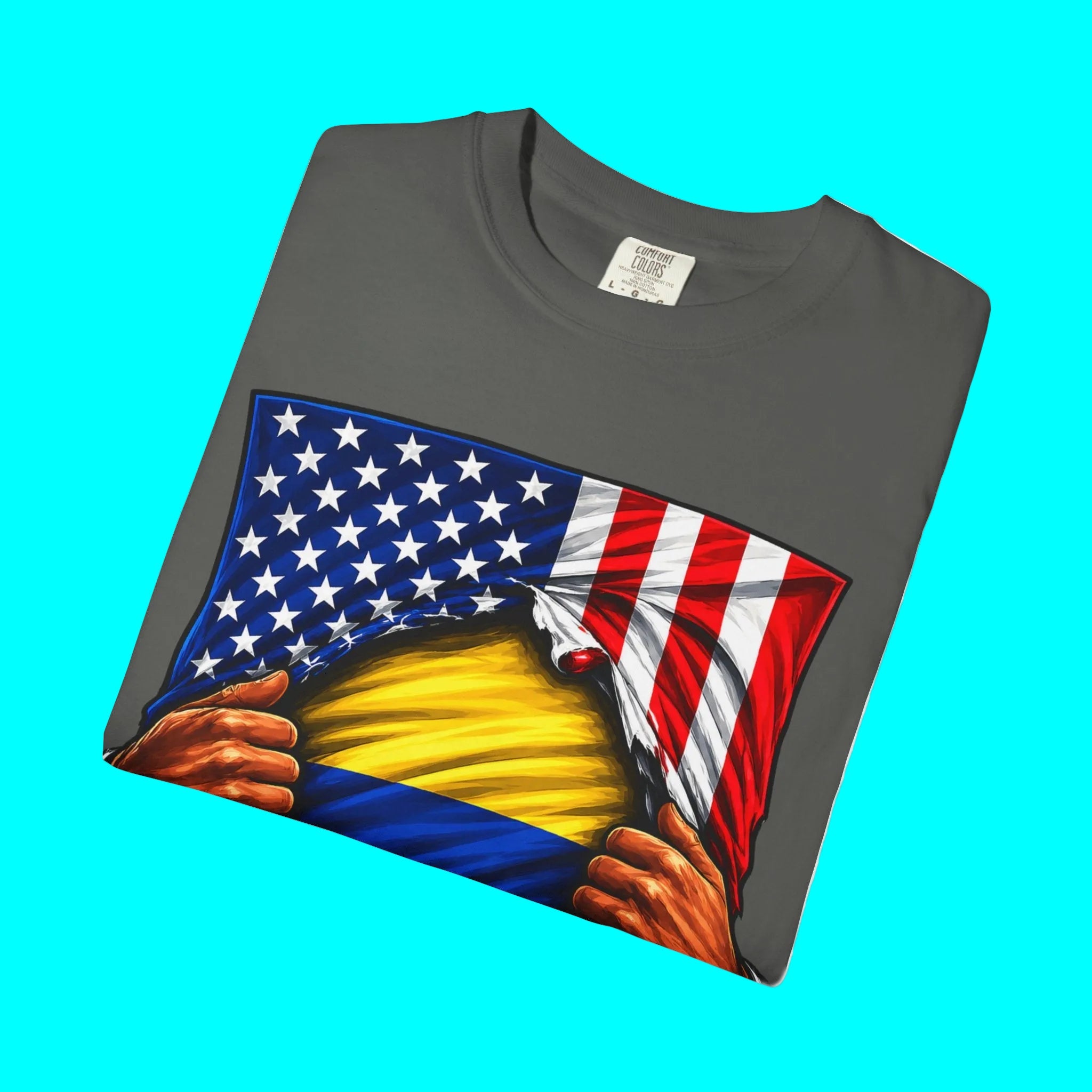 Colombia Flag + USA Flag Pride T-shirt | Colombian + American Flag Rip 4th Of July | Funny Viral Latino Tees | Unisex - 4 Colors