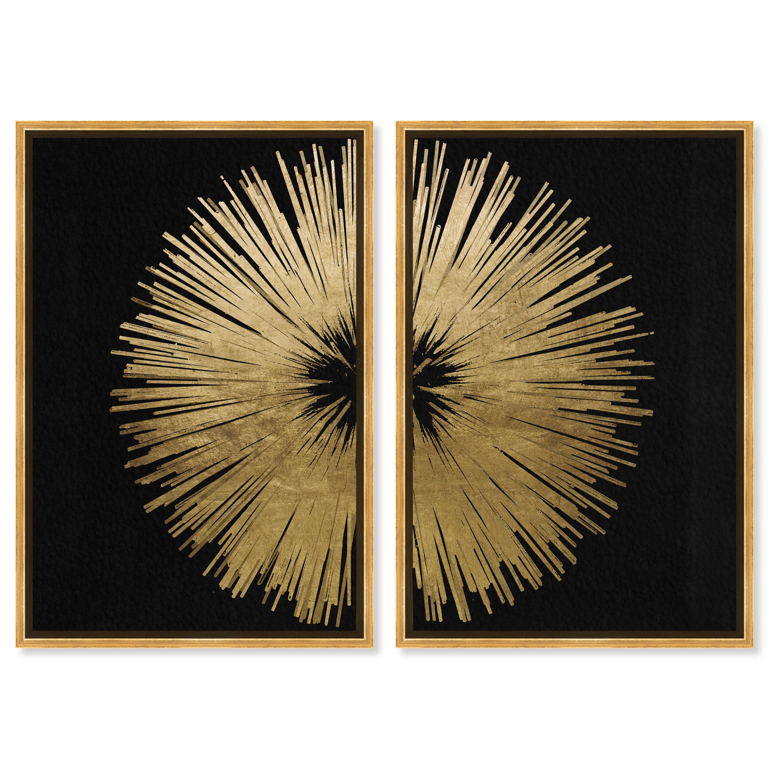 Sunburst Golden Night DIPTYCH - Displayed in a Floating Frame