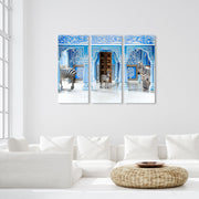 Zebra Blues TRIPTYCH - Premium canvas