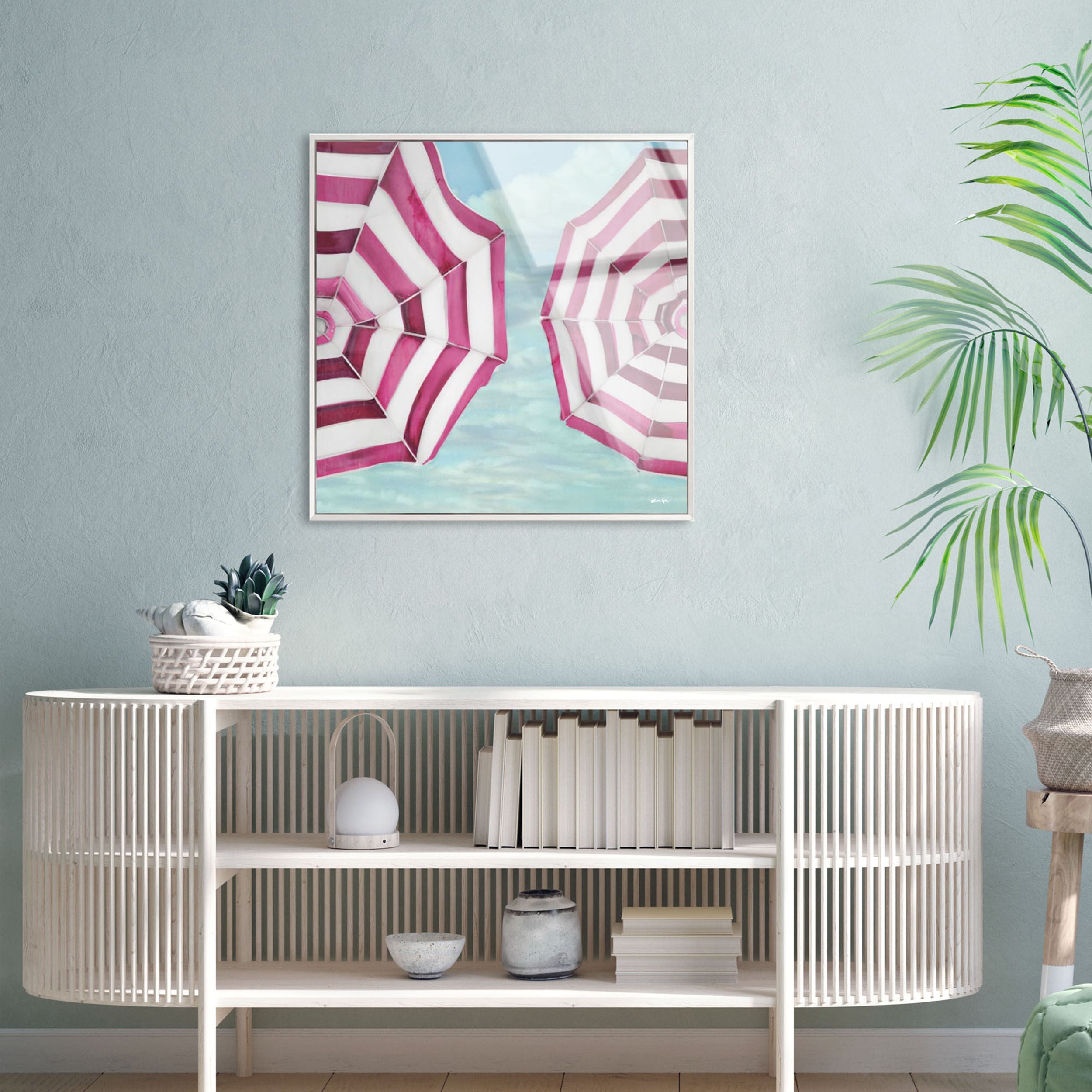 Sun Umbrellas in Miami - Framed Acrylic Art
