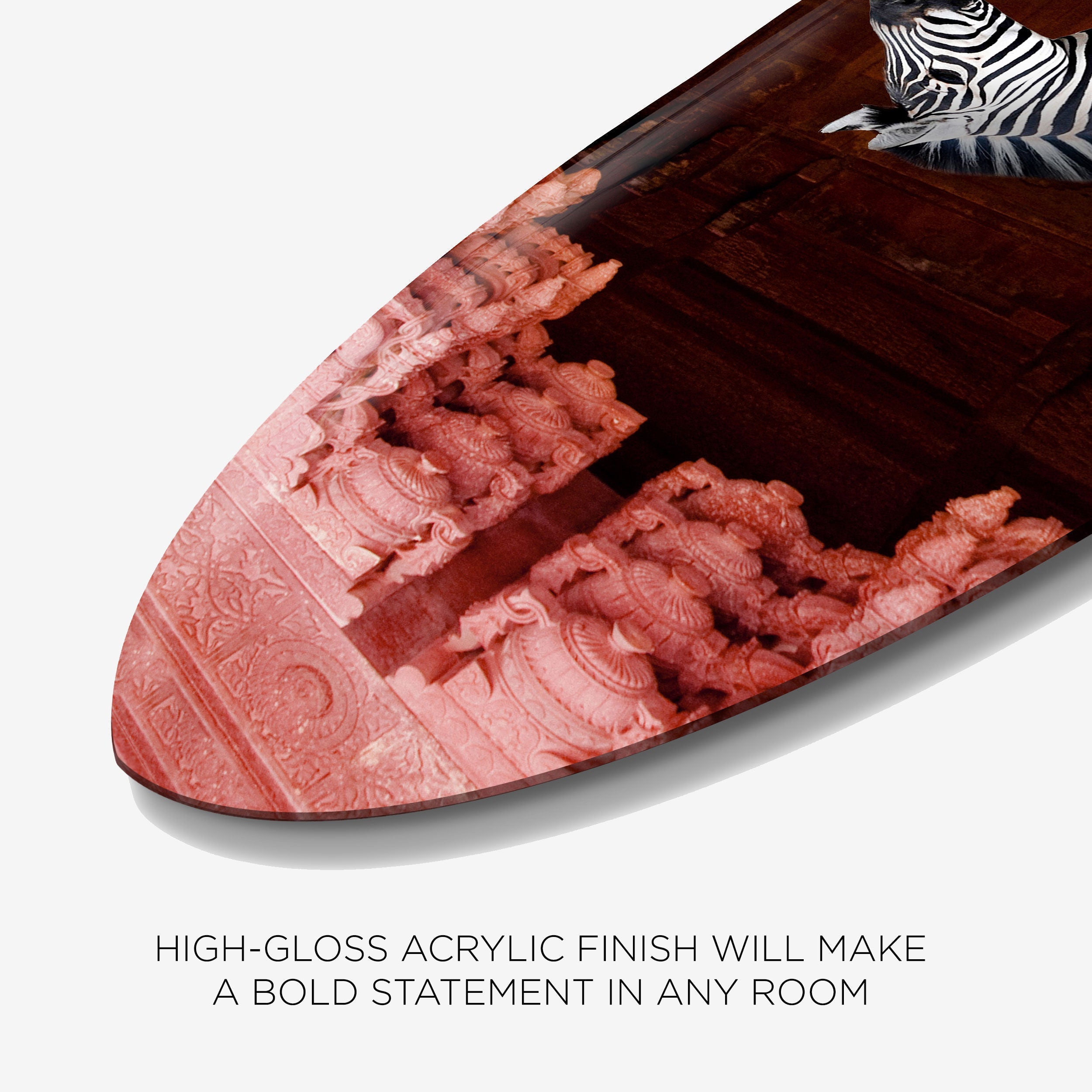 Zebras Apartment is Coral Pink - Decorative Acrylic Surfboard