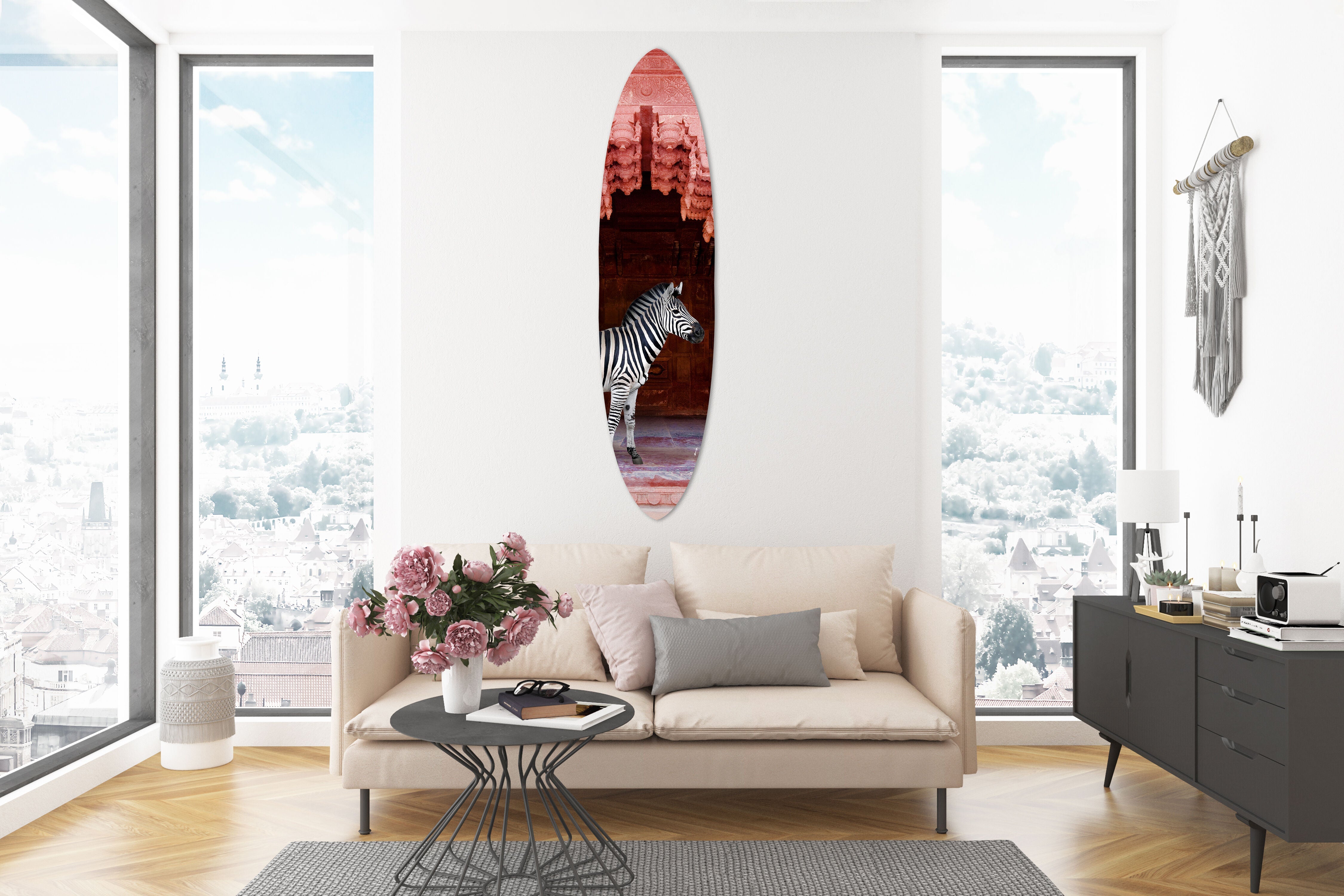 Zebras Apartment is Coral Pink - Decorative Acrylic Surfboard
