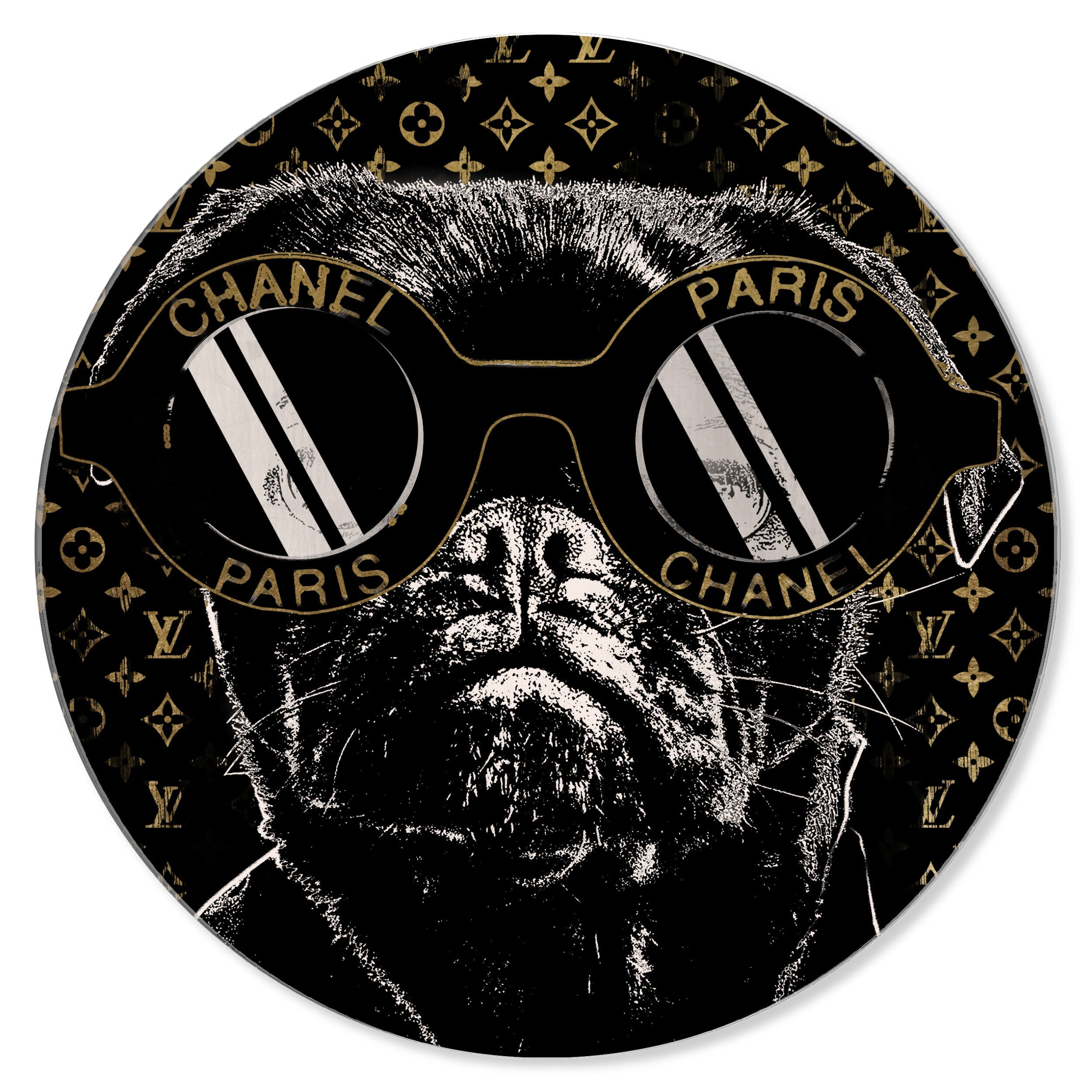 Fashion Noir Frenchie - Round Acrylic Art