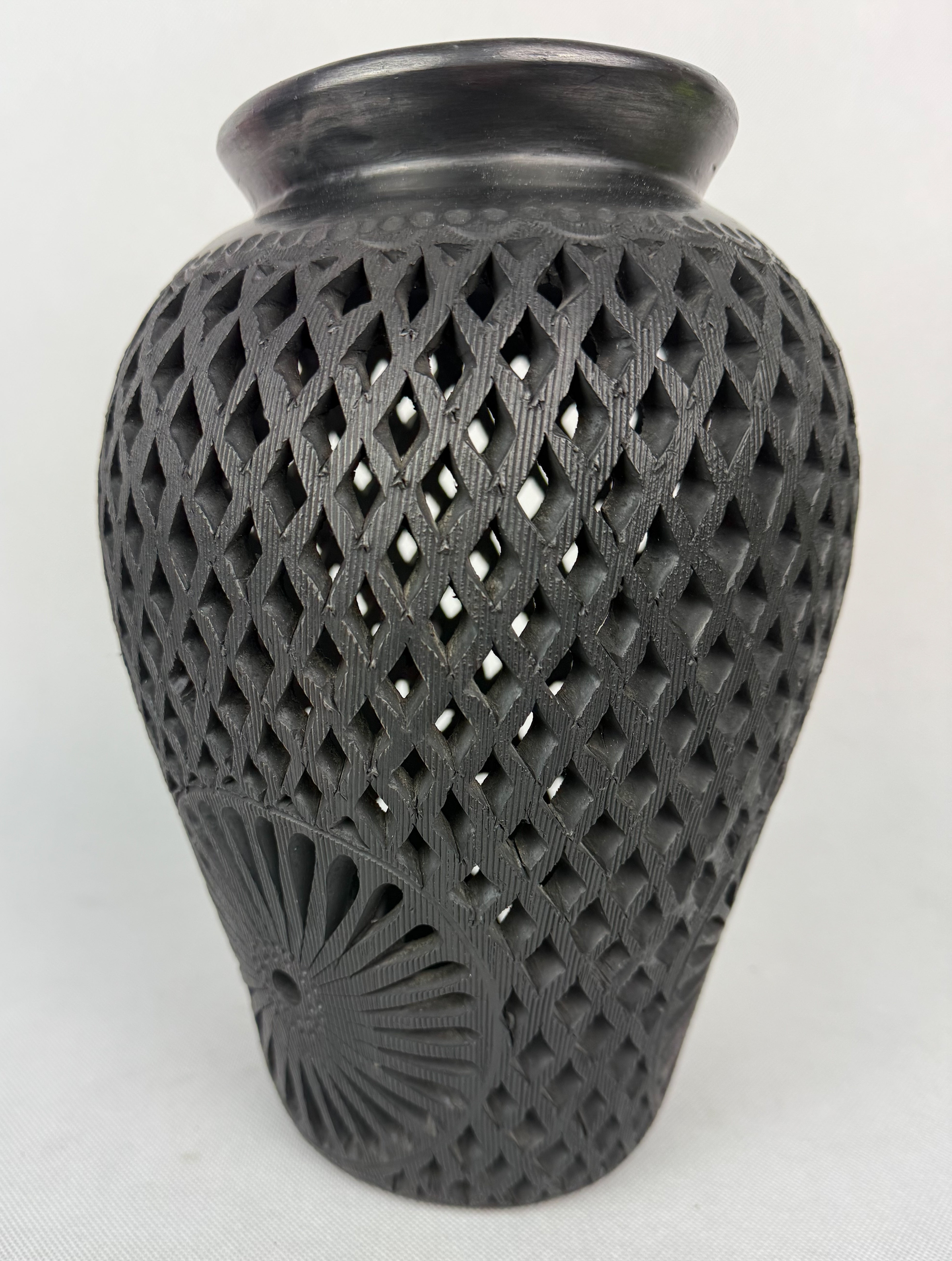 Oaxaca Black Clay Tall Vase - Barro Negro Jarron