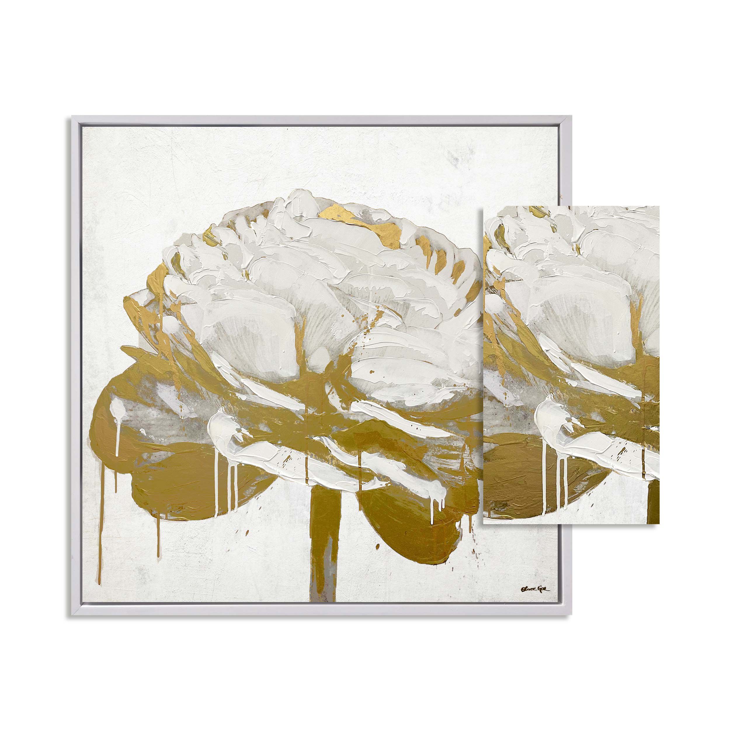 Gilded Floral Set of 2- With Hand-Brushed Gel Coat and Acrylic Paint Brushwork