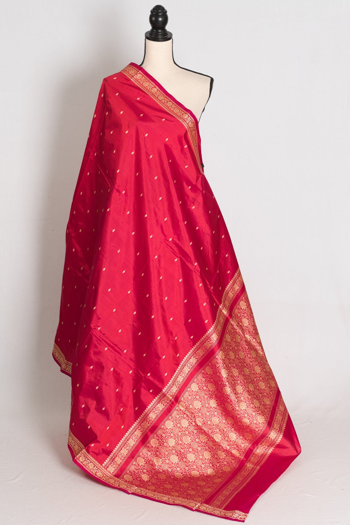 Priya : Rosy Pink Pure Banarasi Silk Saree with Delicate Gold Zari Booti