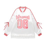 V-Neck Long Sleeve T-Shirt Women Loose Sports Style Sweater Top