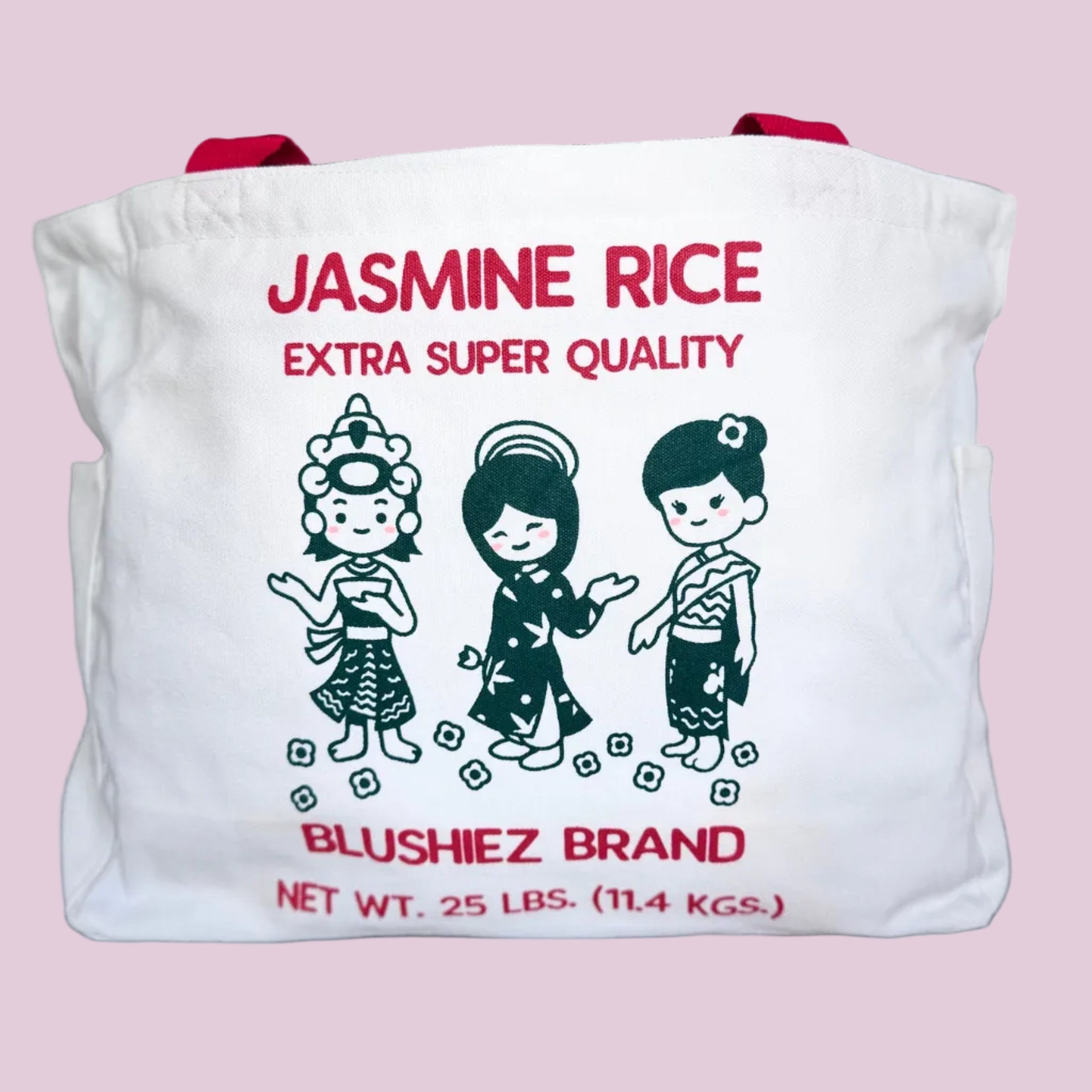 Premium Jasmine Rice Tote Bag – 15″ Canvas Zip-Top Bag with Inner & Side Pockets