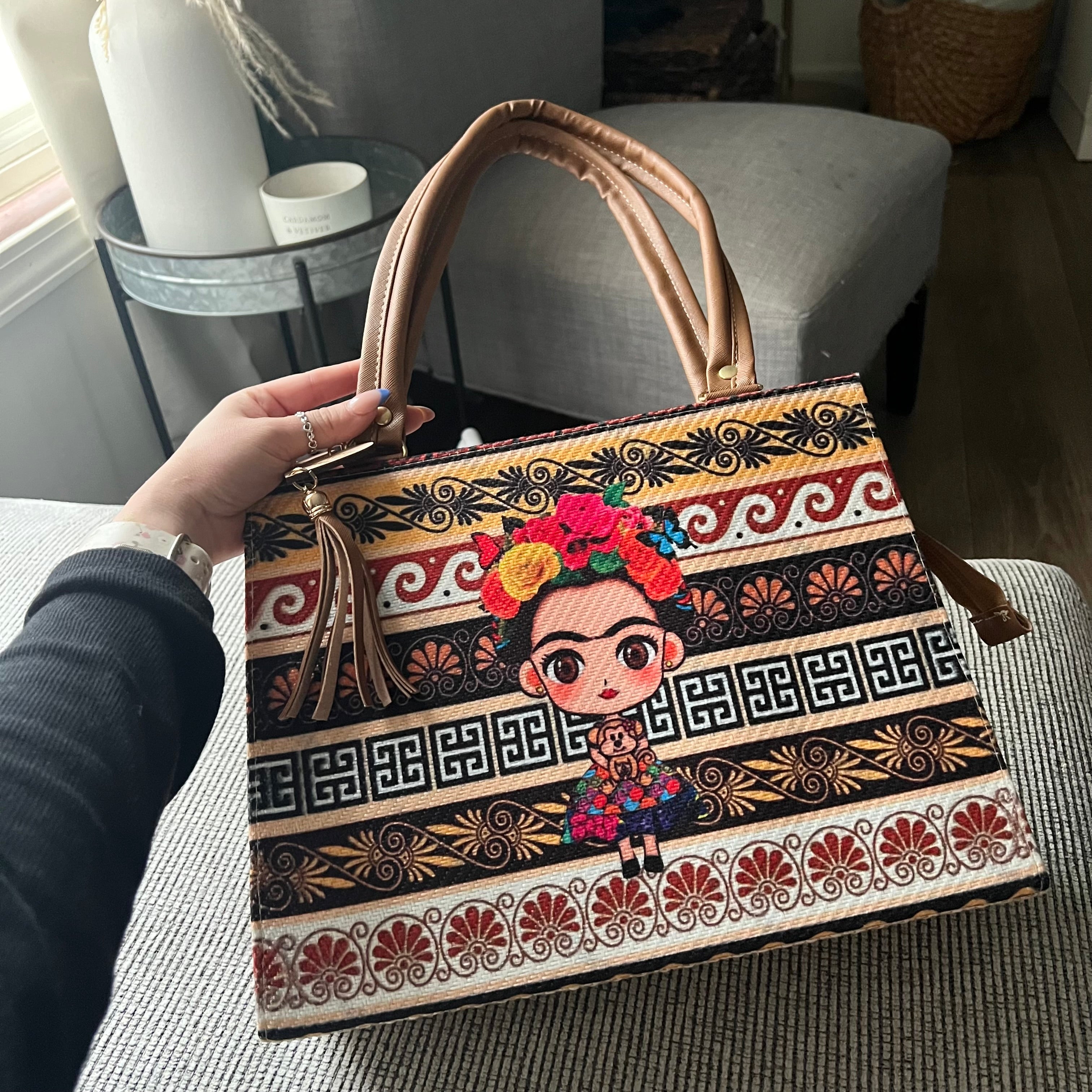 Frida Kahlo Neutral Artisan Bag