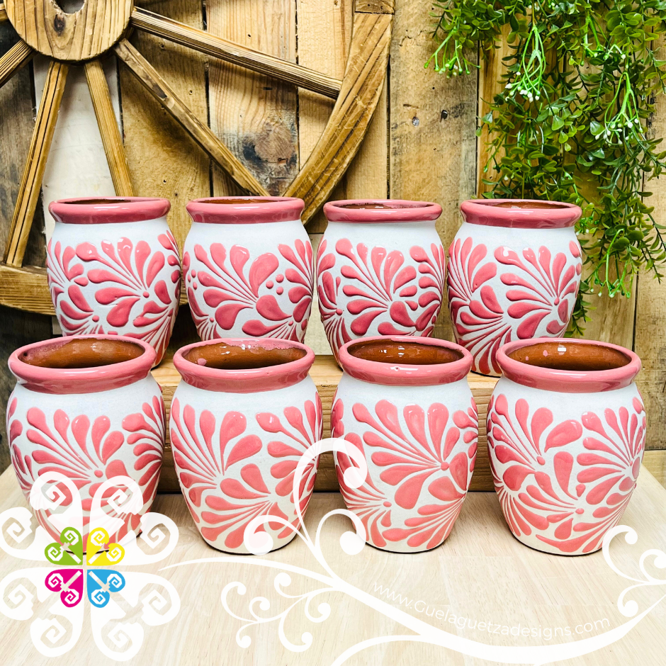 Set of Pink Espiga Plumeado Cantarito Cup - Set Clay Cantarito