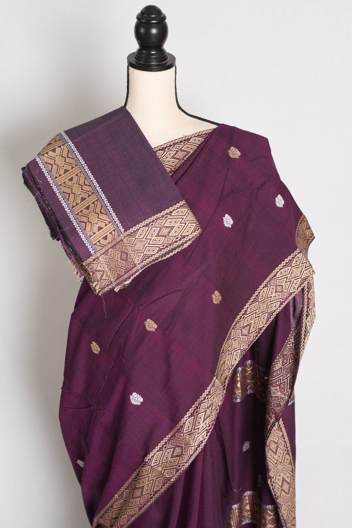 Diya : Deep Purple Pure Cotton Assamese Handloom Saree