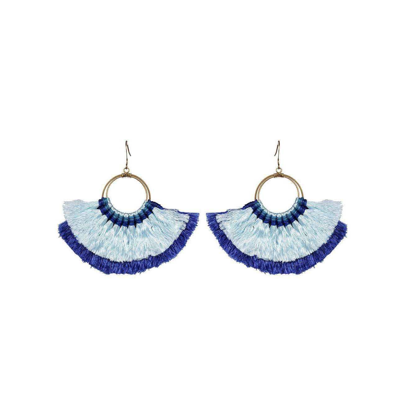 Double Fan Tassel Boho Earrings - Thailand