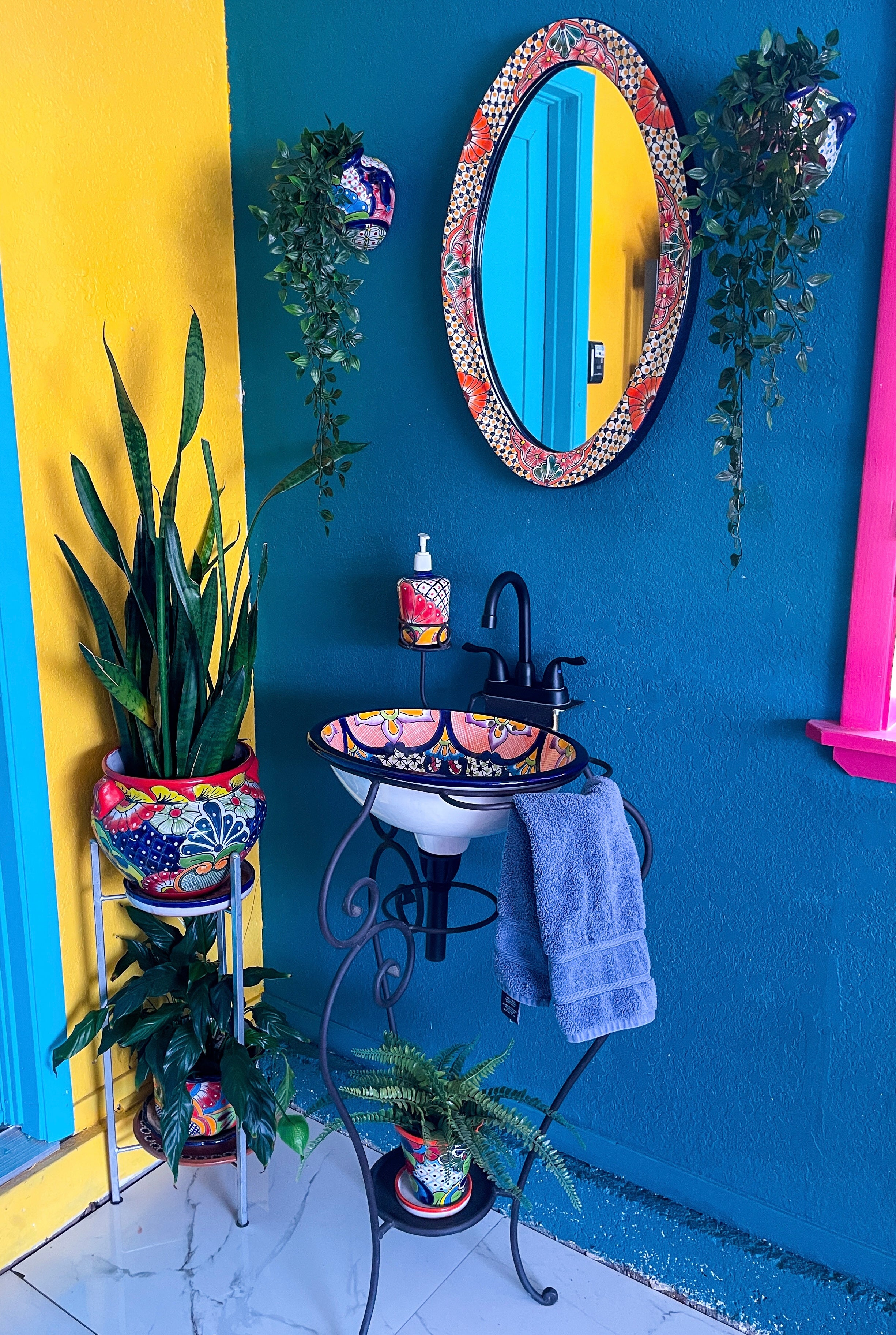 Mexican Talavera Sink w Stand  Colorful - Lavabo Talavera Baño
