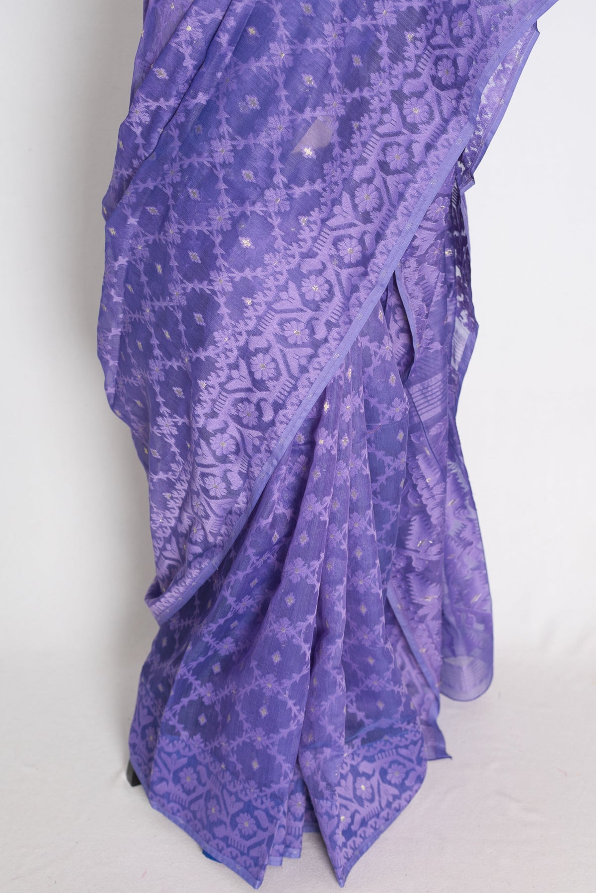 Peu : Iris Purple Soft Blended Cotton Jamdani Saree