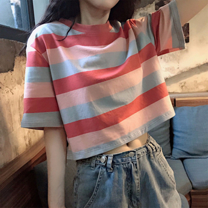 Rainbow Striped Short-Sleeve T-Shirt